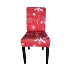 Short Spandex Christmas Themed Chair Cover - Star & Snowflakes Red