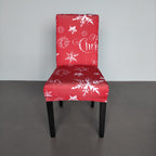 Short Spandex Christmas Themed Chair Cover - Star & Snowflakes Red