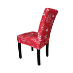 Short Spandex Christmas Themed Chair Cover - Star & Snowflakes Red