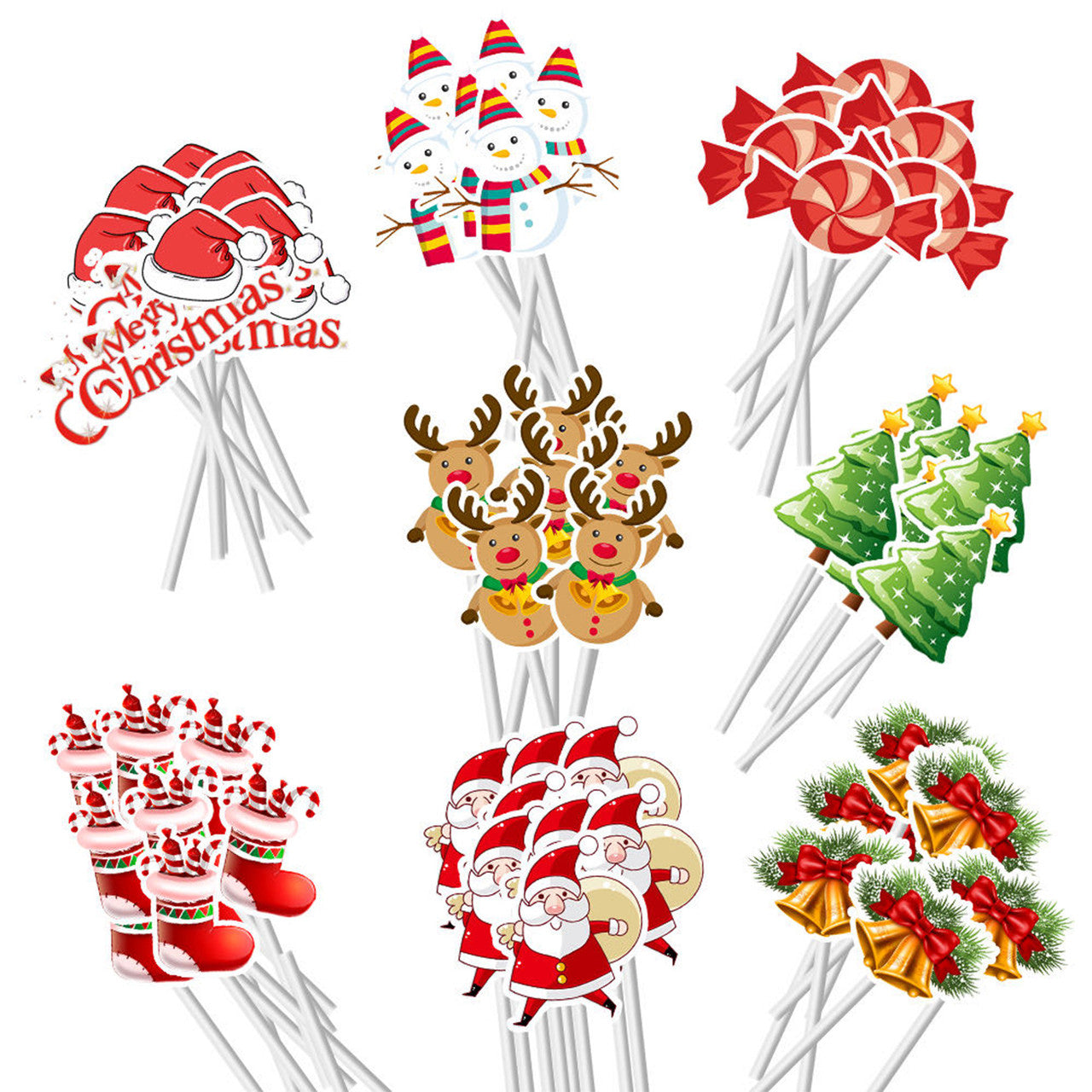 Merry Christmas Cake Toppers - 24pcs