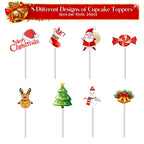 Merry Christmas Cake Toppers - 24pcs