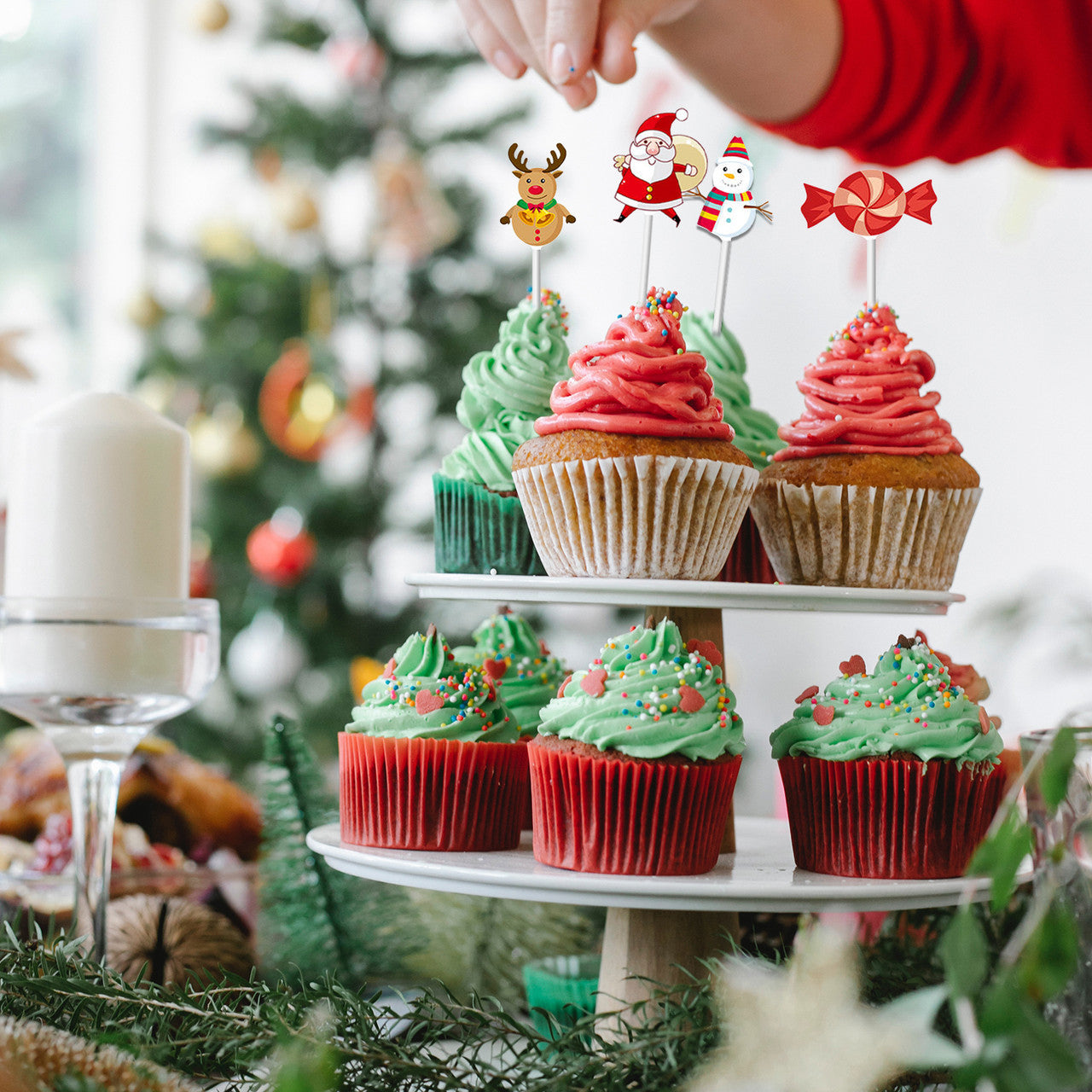 Merry Christmas Cake Toppers - 24pcs