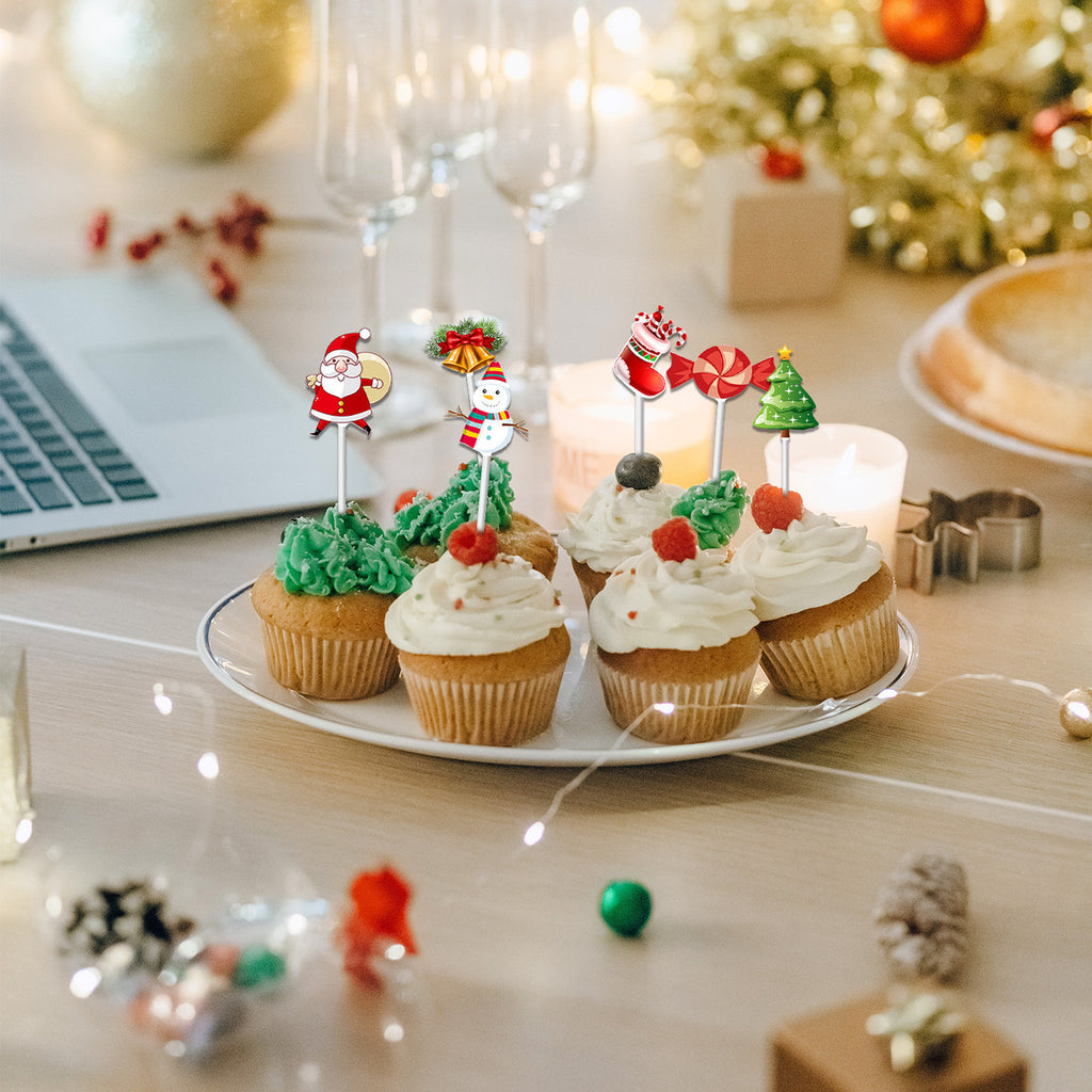 Merry Christmas Cake Toppers - 24pcs