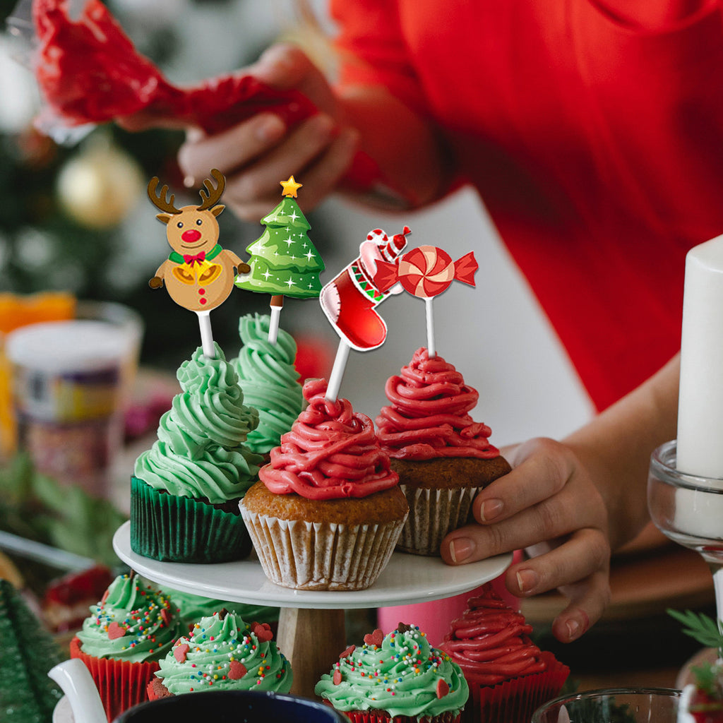 Merry Christmas Cake Toppers - 24pcs