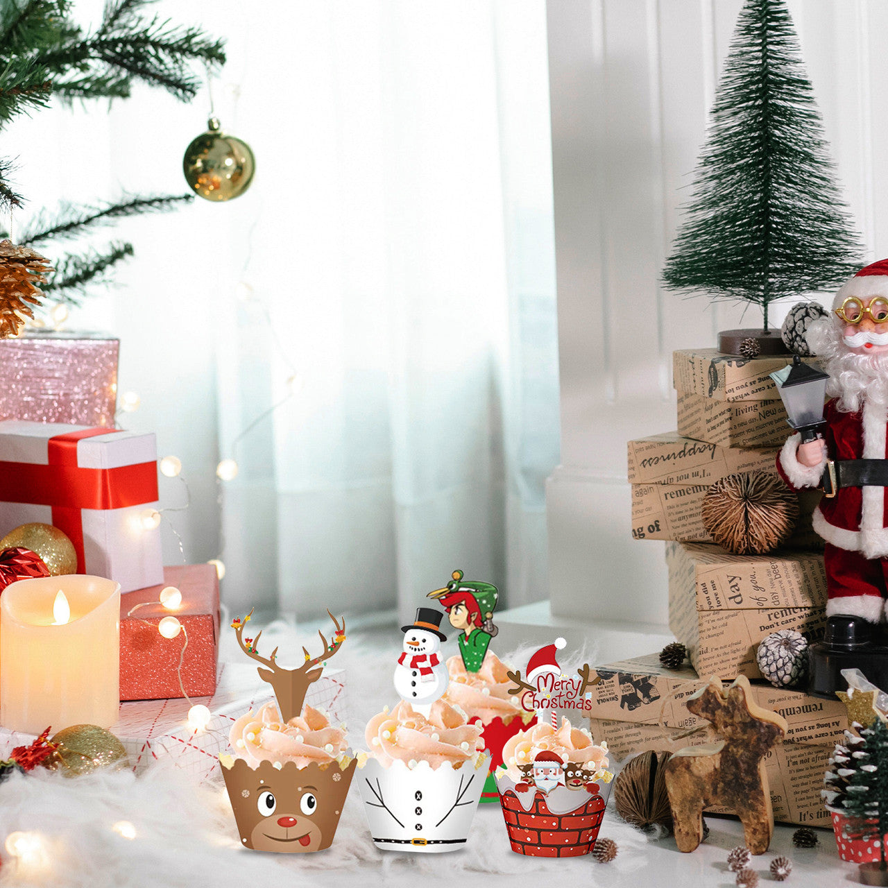 48pcs Christmas Cupcake Wrappers
