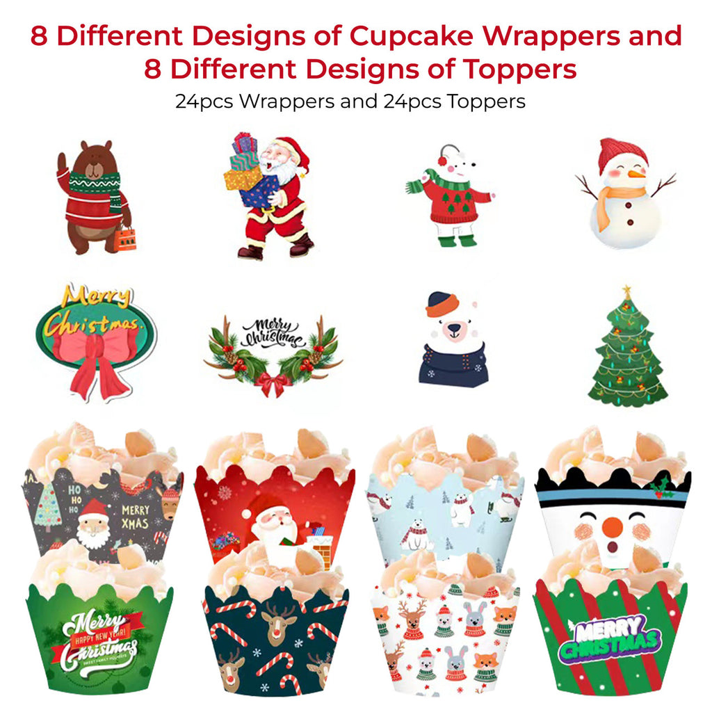 Christmas Cupcake Wrappers - 48pcs