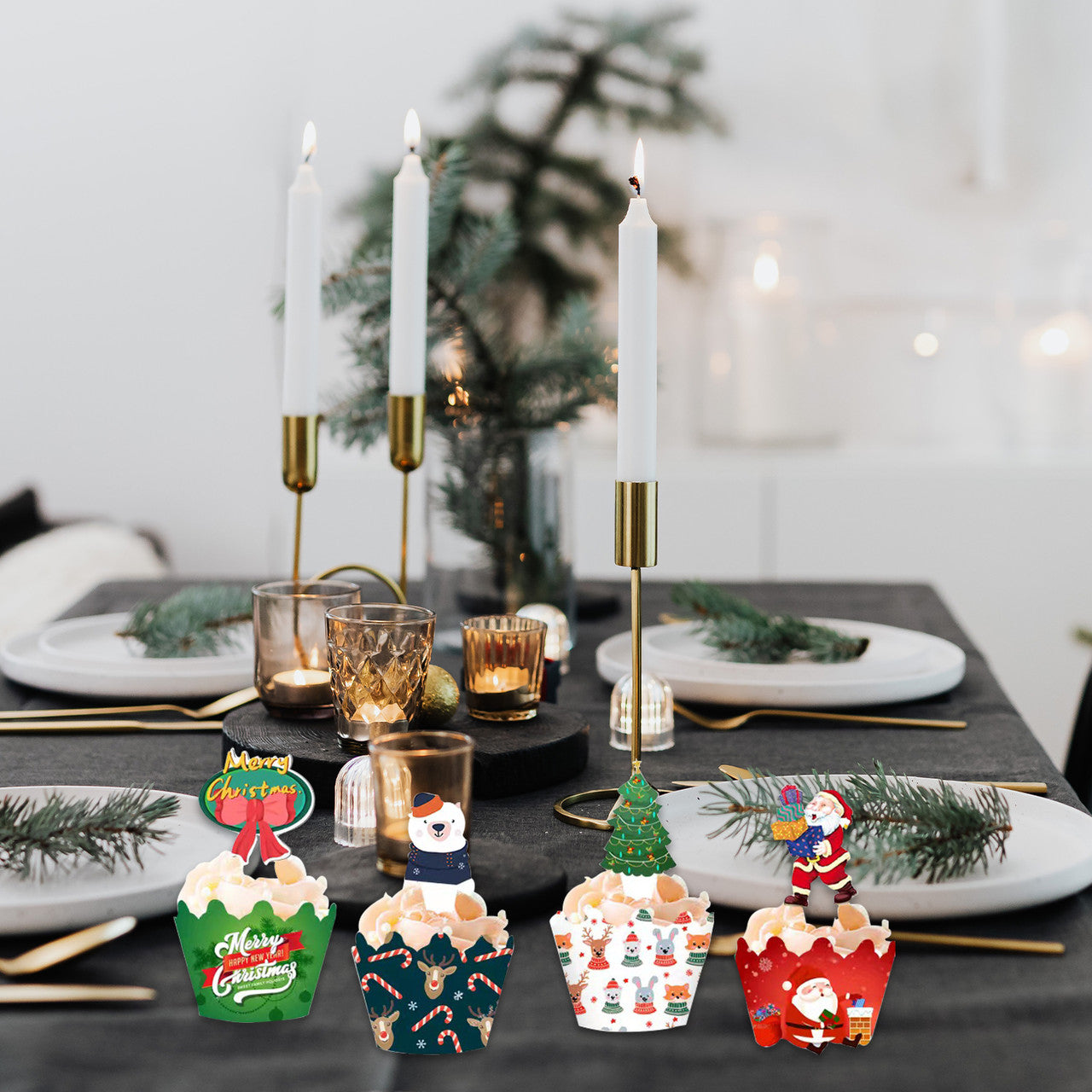 Christmas Cupcake Wrappers - 48pcs