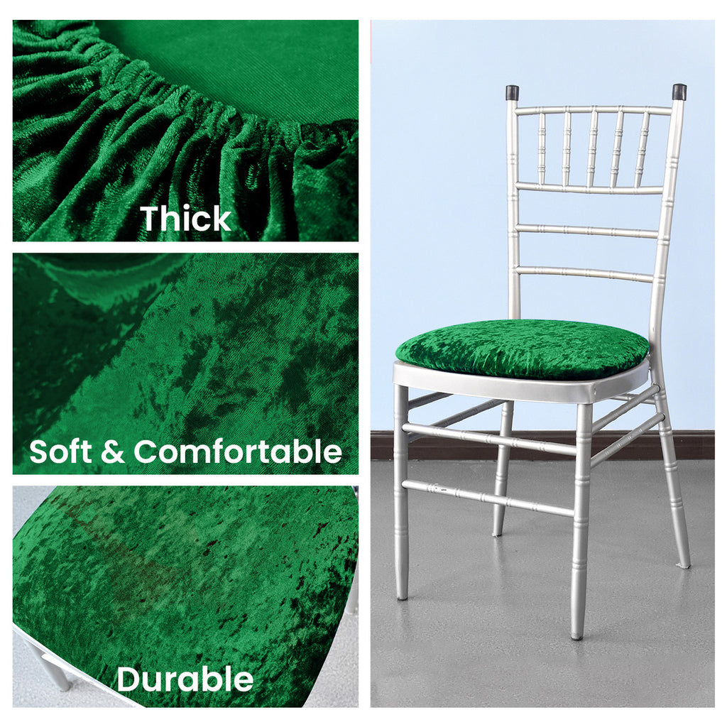 Velvet Chair Seat Pad Cover - Emerald Green