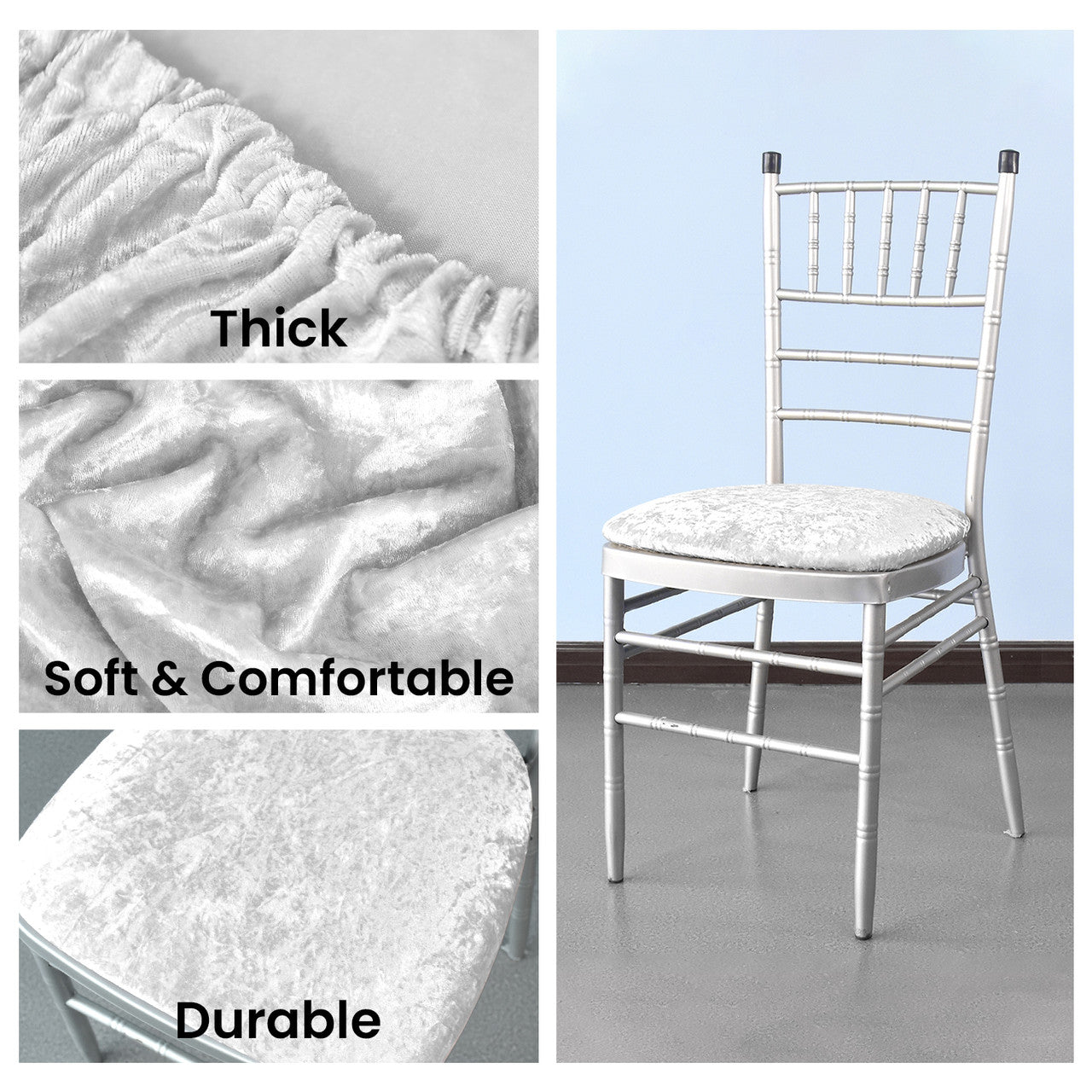 Velvet Chair Seat Pad Cover - Ivory