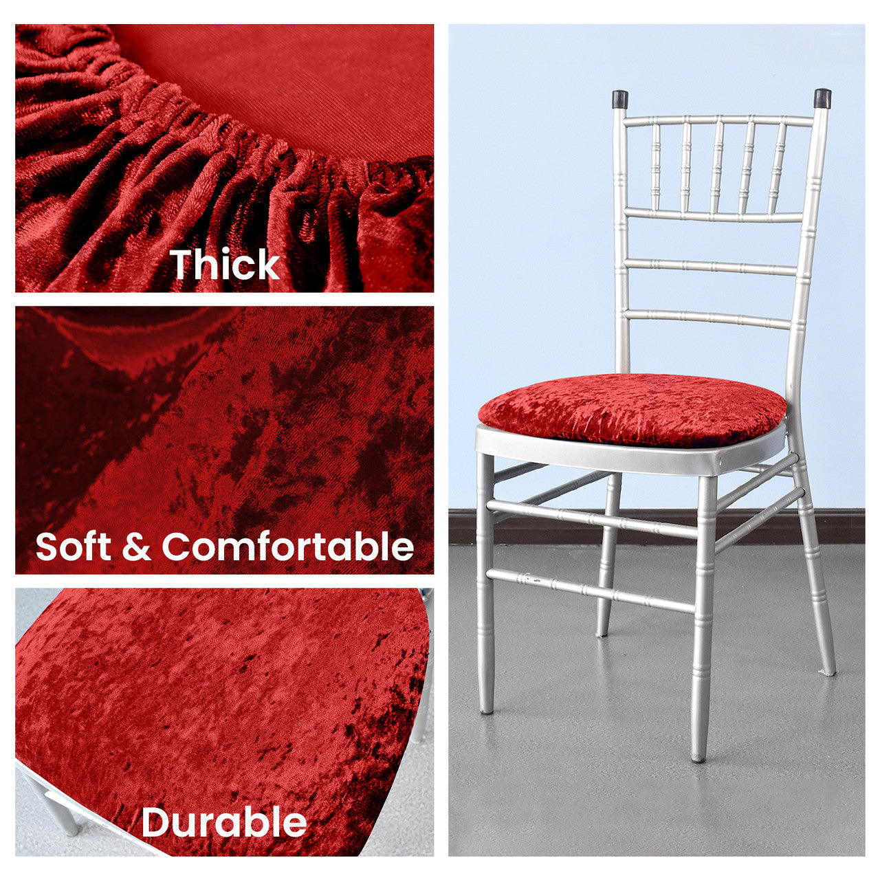 Chair Seat Pad Cover - Red Velvet