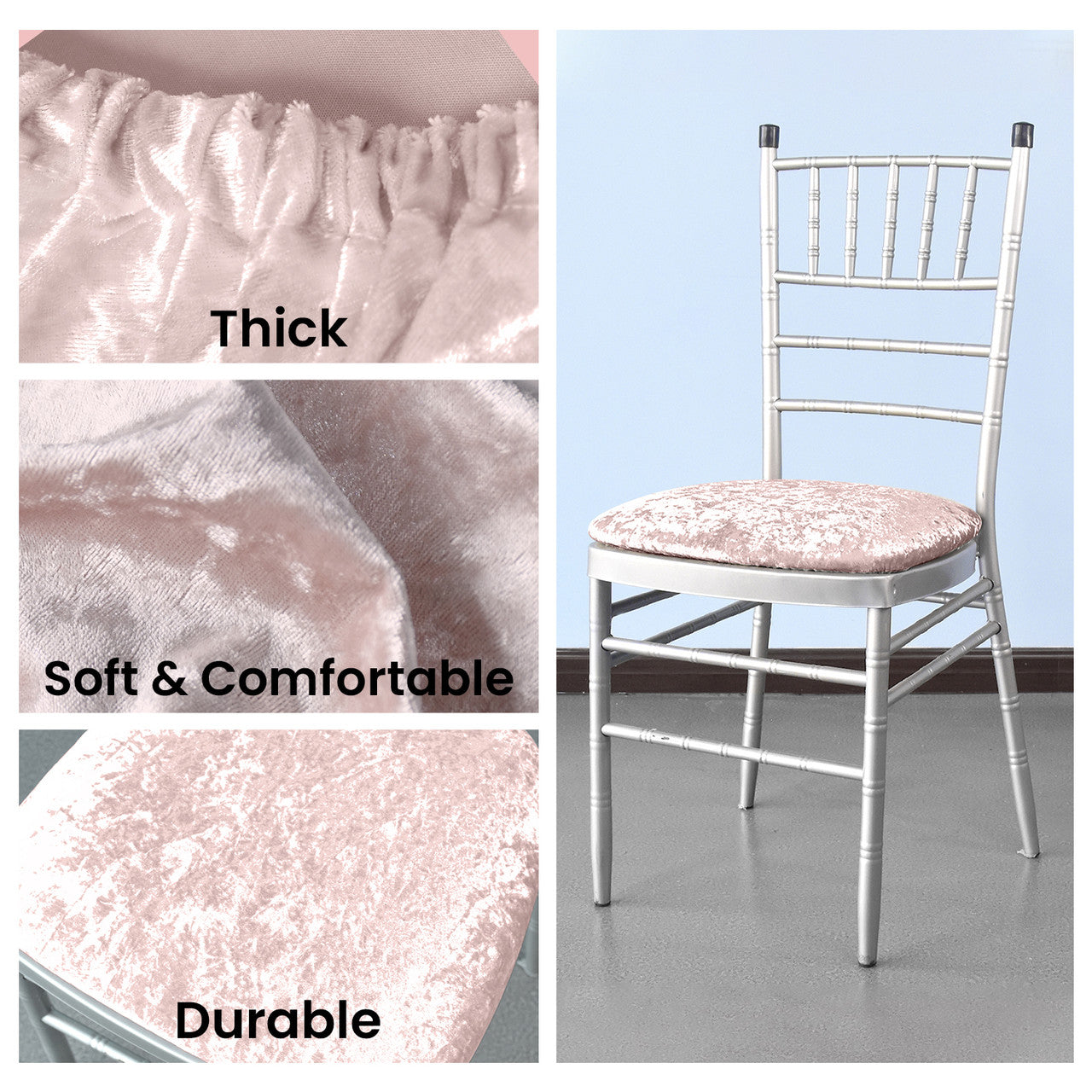 Velvet Chair Seat Pad Cover - Rose Pink