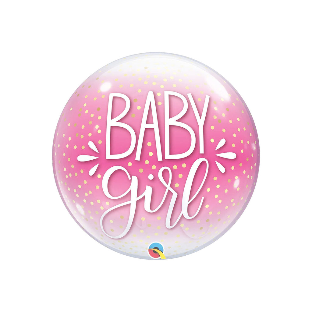 22" Confetti Dots Baby Girl Pink Bubble Balloon
