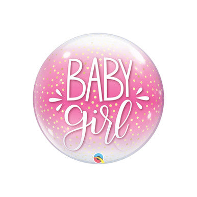 22" Confetti Dots Baby Girl Pink Bubble Balloon