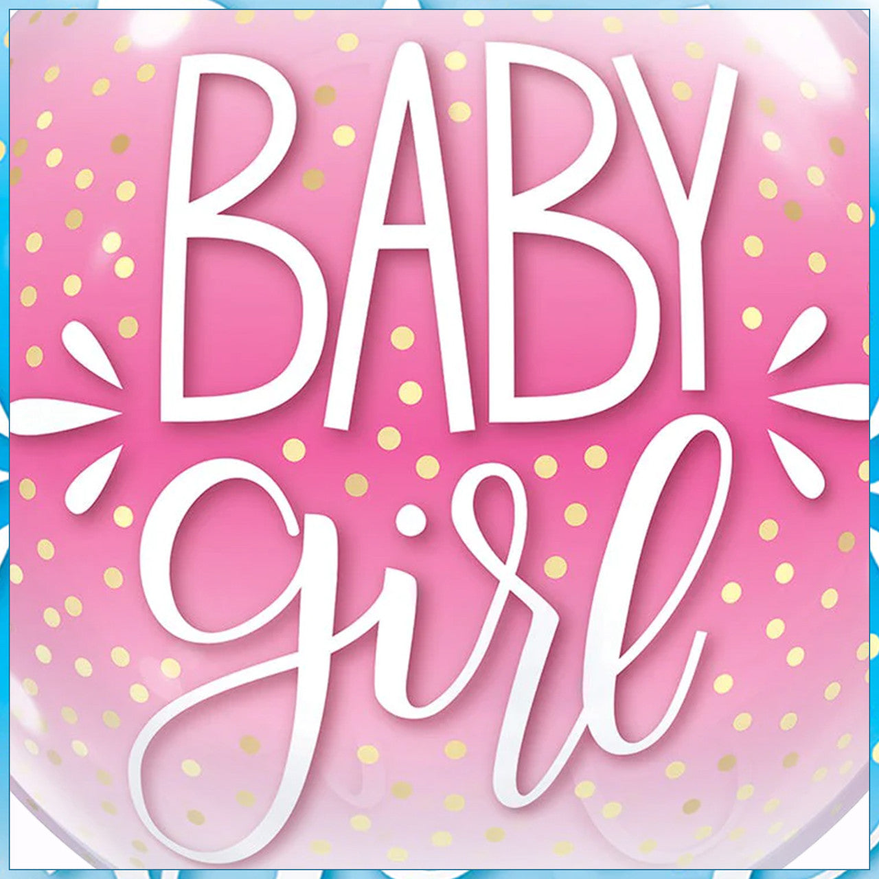 22" Confetti Dots Baby Girl Pink Bubble Balloon