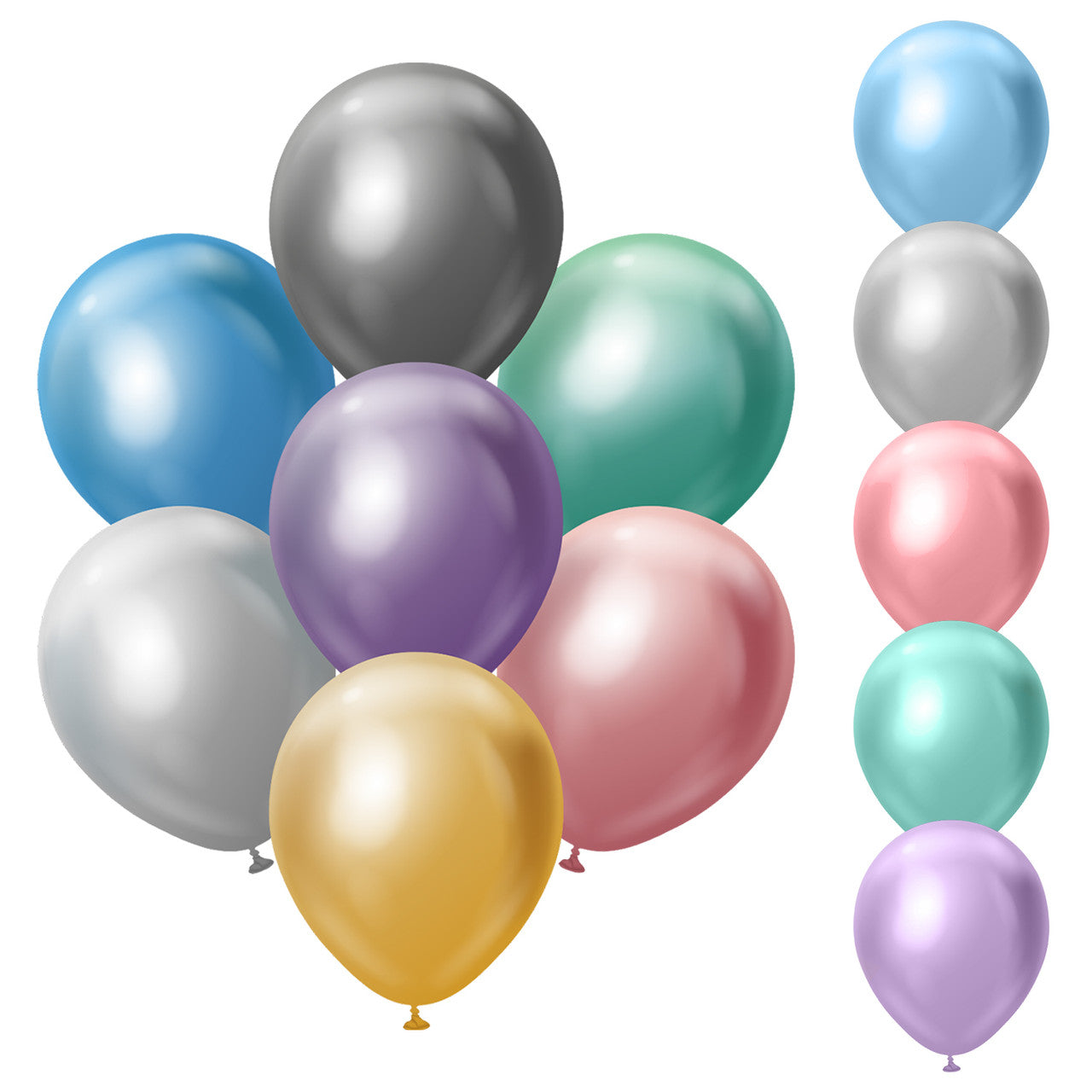 5" Standard Mirror Mix Latex Balloons - 100 Pack