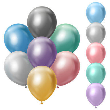 5" Standard Mirror Mix Latex Balloons - 100 Pack