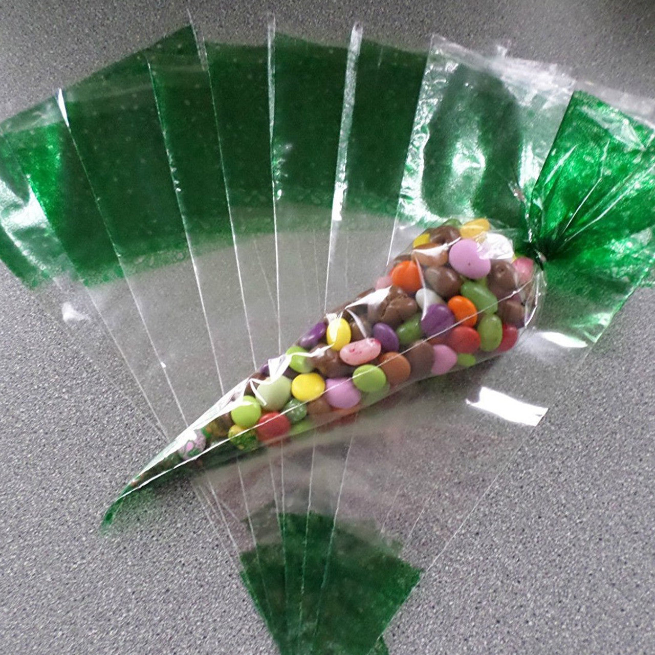 25pcs Cone Sweet Candy Bags - Green