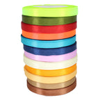 10mm Double Sided Satin Ribbon Bundles, 12 x 25m Rolls - Mixed Colours