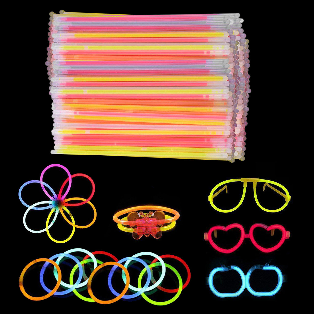Premium Glow Sticks With Connectors (213pcs)