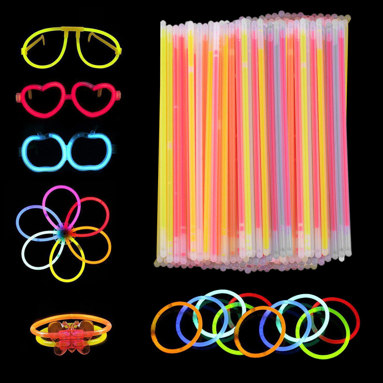 Premium Glow Sticks With Connectors (213pcs)