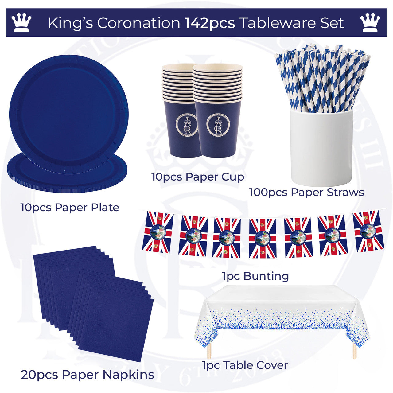 147pcs Union Jack Party Supplies Set