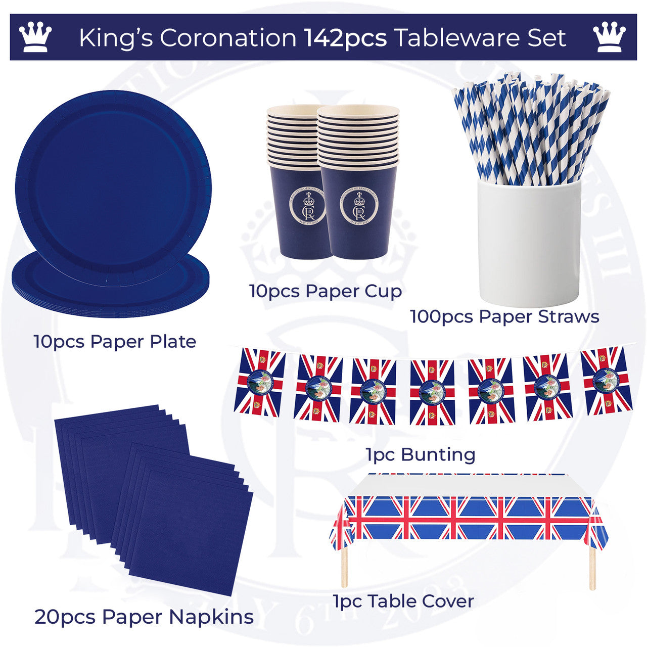 Union Jack Party Supplies Set - 122pcs