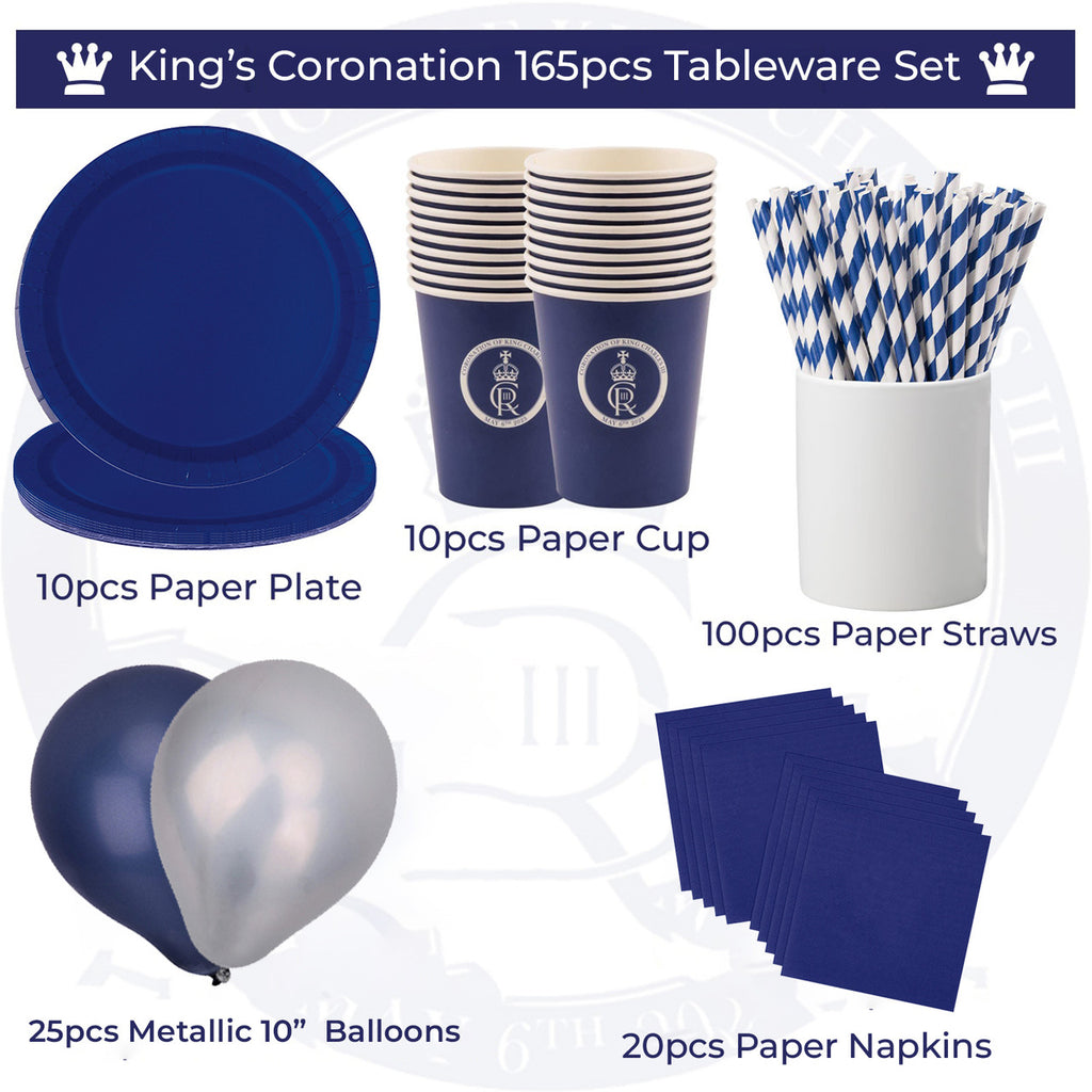 King Coronation Party Supplies Set - 165pcs
