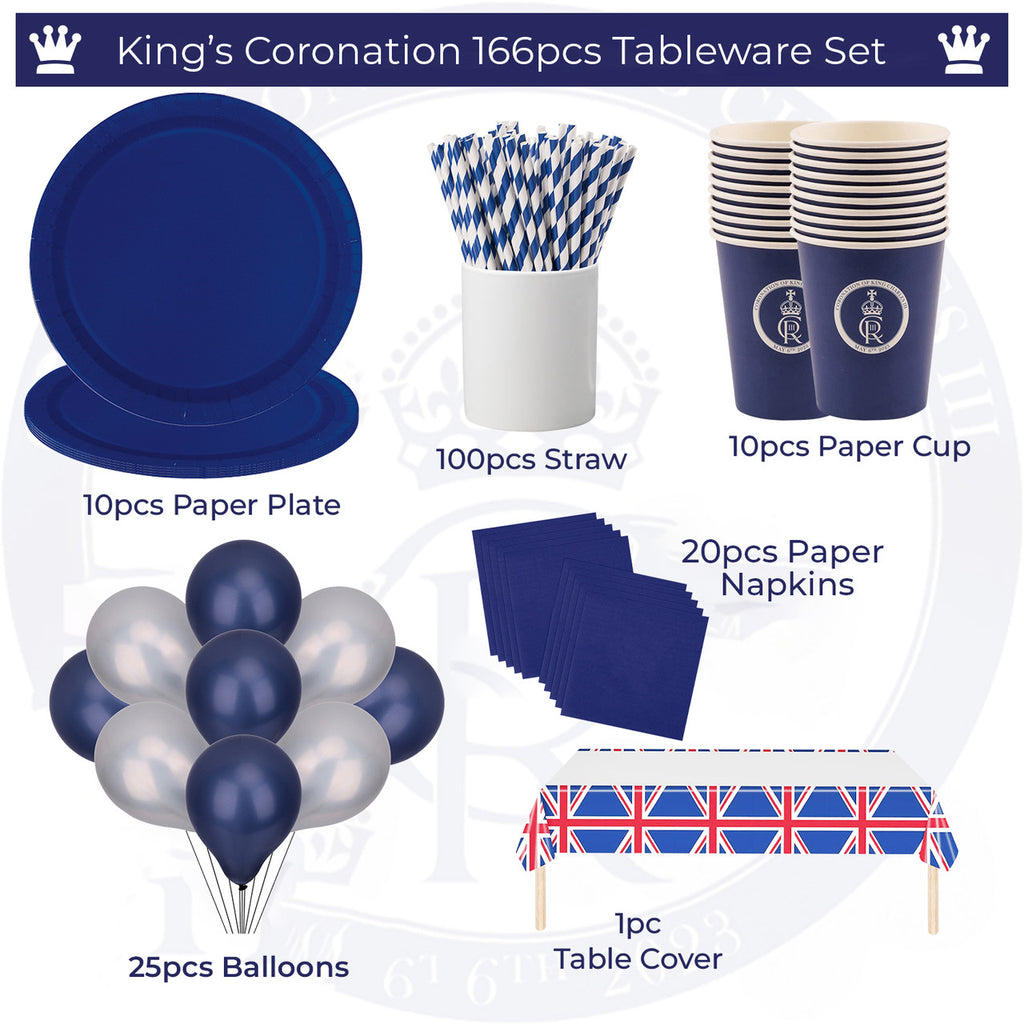 166pcs Coronation Party Supplies Set