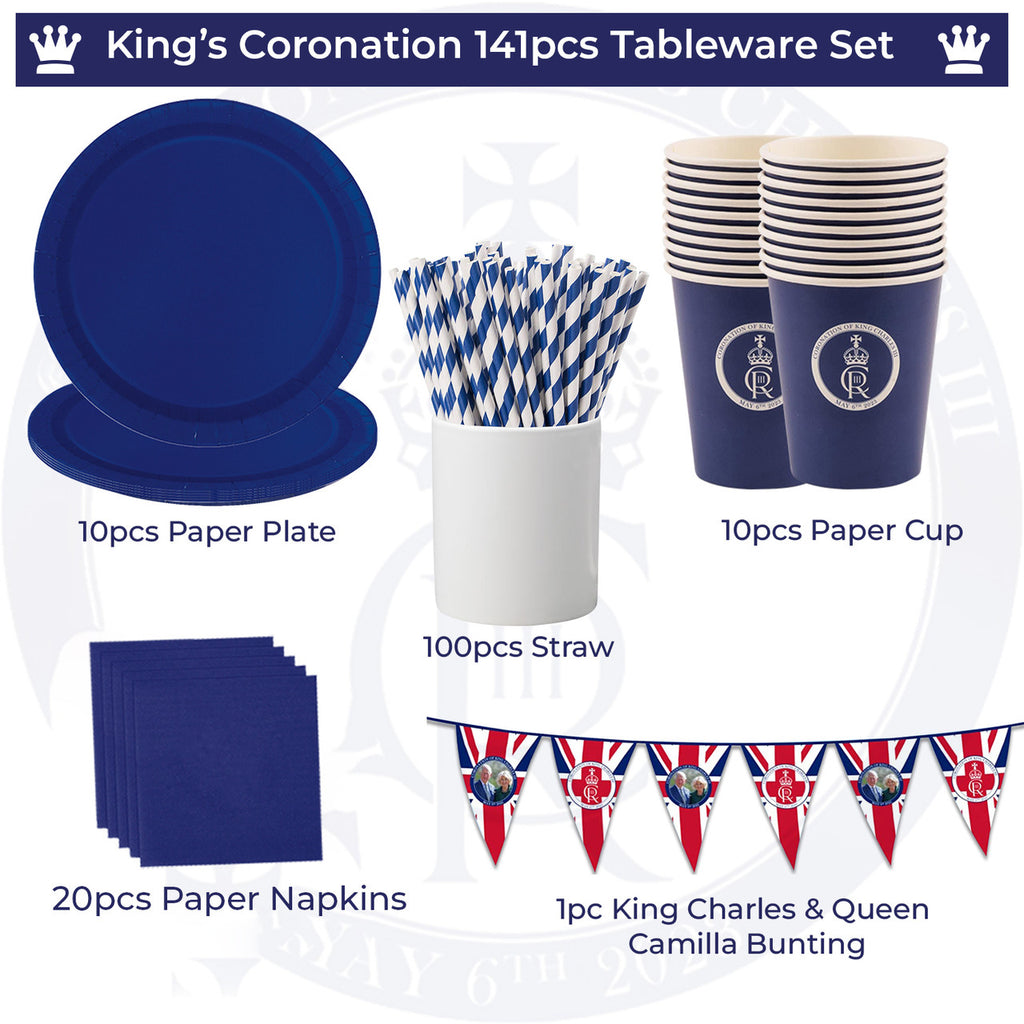 141pcs Coronation Party Supplies Set
