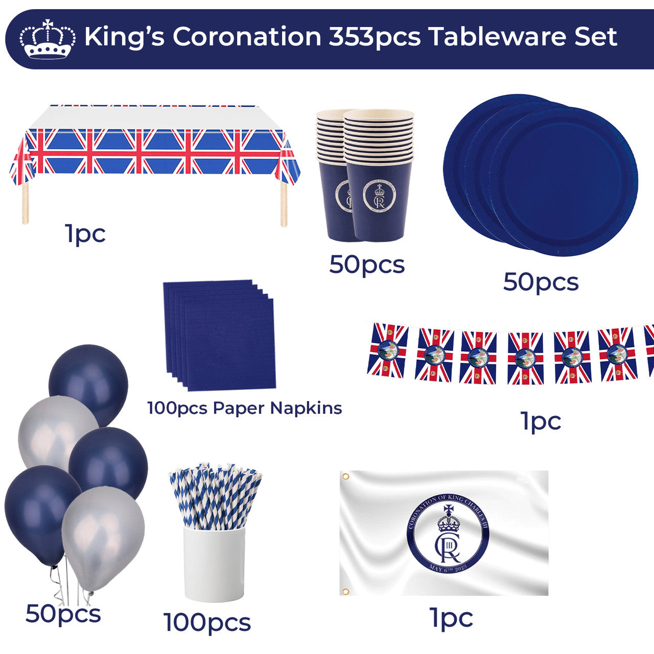 Royal Cypher Disposable Dinnerware Set - 353pcs