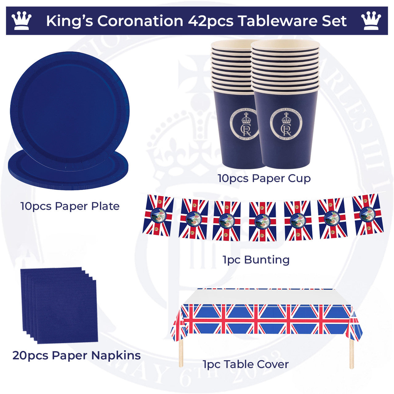 Royal Cypher Disposable Tableware Set - 42pcs