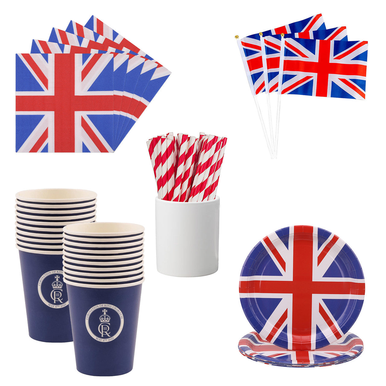 Union Jack Party King Coronation Tableware Set - 155pcs