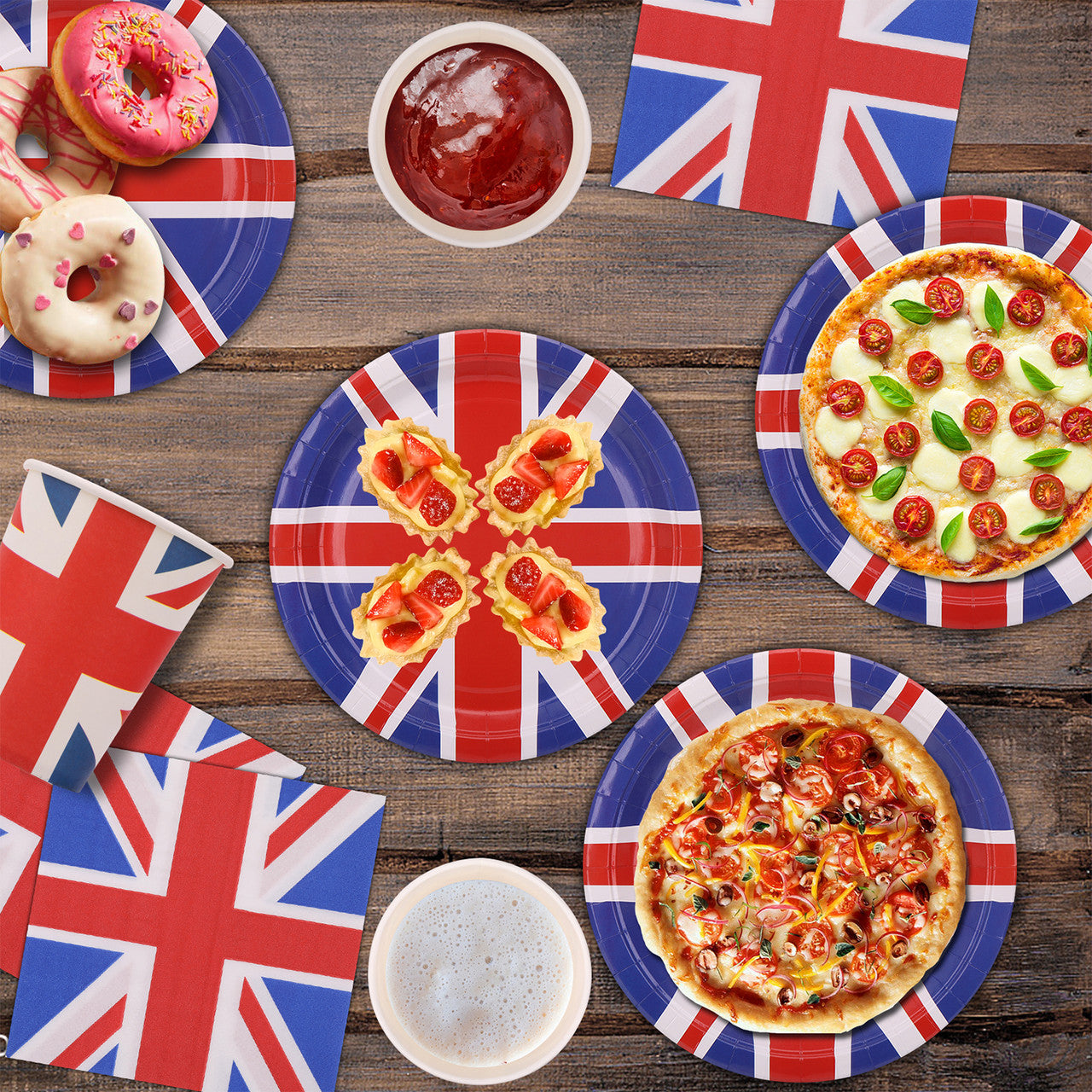 Union Jack Party King Coronation Tableware Set - 155pcs