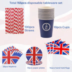 Union Jack Party King Coronation Tableware Set - 155pcs
