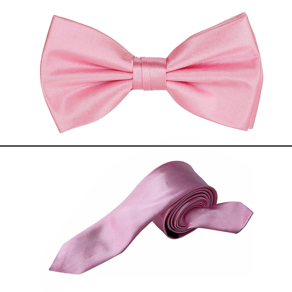 Rose Pink Handkerchief, Bow Tie, Neck Tie & Brace Set
