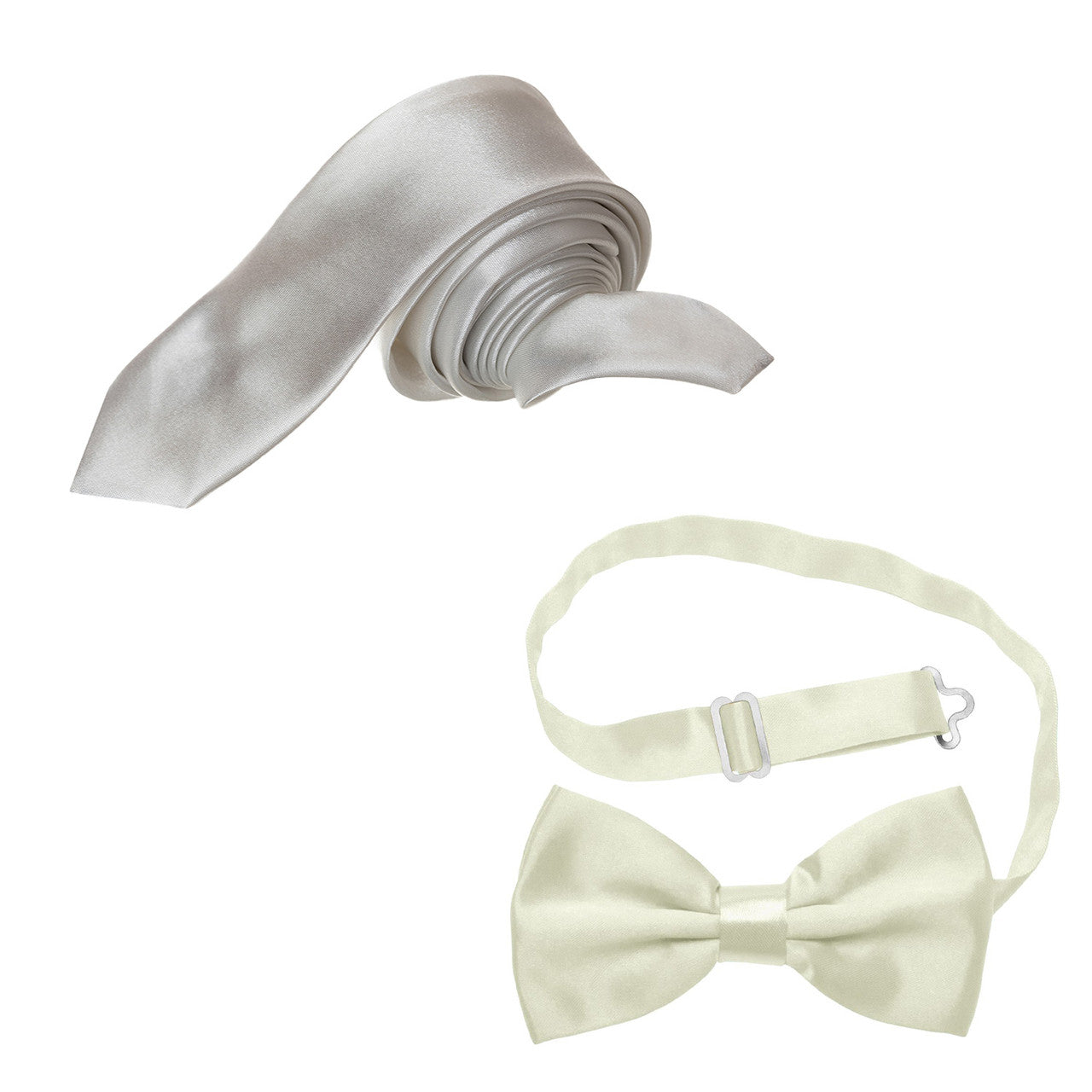 Beige Handkerchief, Bow Tie, Neck Tie & Brace Set
