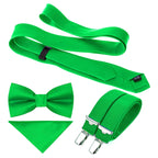 Lime Green Handkerchief, Bow Tie, Neck Tie & Brace Set
