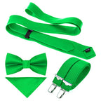 Lime Green Handkerchief, Bow Tie, Neck Tie & Brace Set