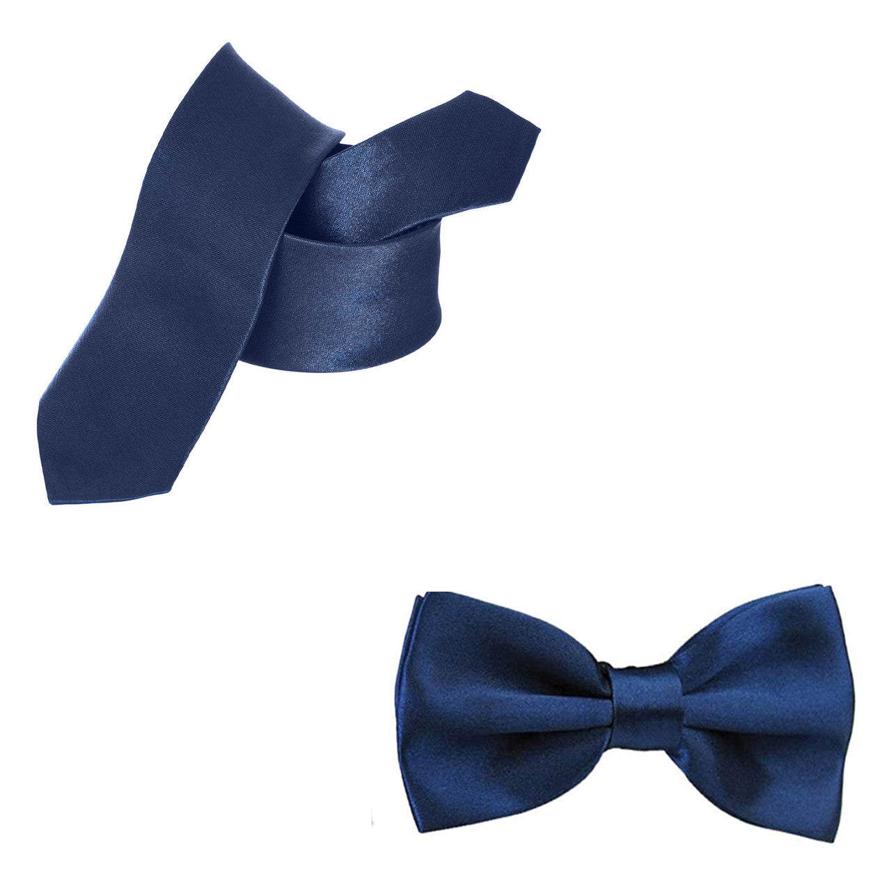 Navy Handkerchief, Bow Tie, Neck Tie & Brace Set