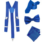 Royal Blue Handkerchief, Bow Tie, Neck Tie & Brace Set