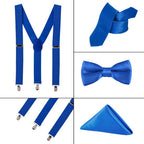 Royal Blue Handkerchief, Bow Tie, Neck Tie & Brace Set