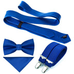 Royal Blue Handkerchief, Bow Tie, Neck Tie & Brace Set