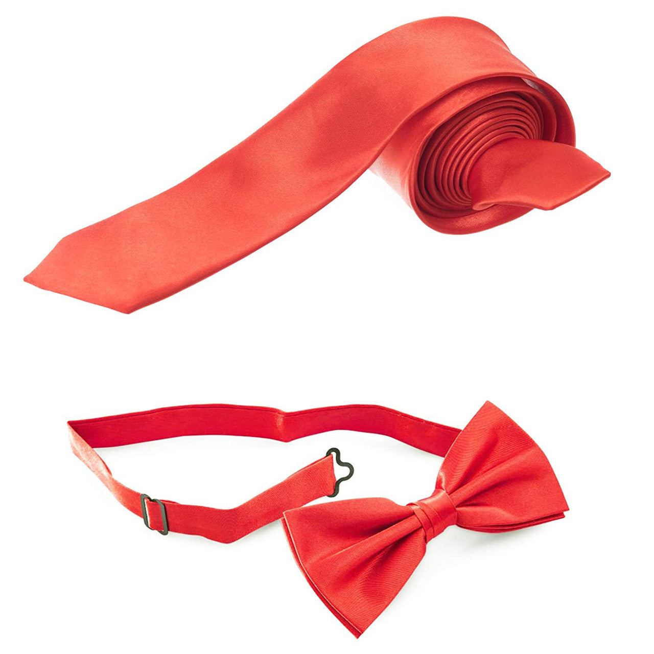 Red Handkerchief, Bow Tie, Neck Tie & Brace Set