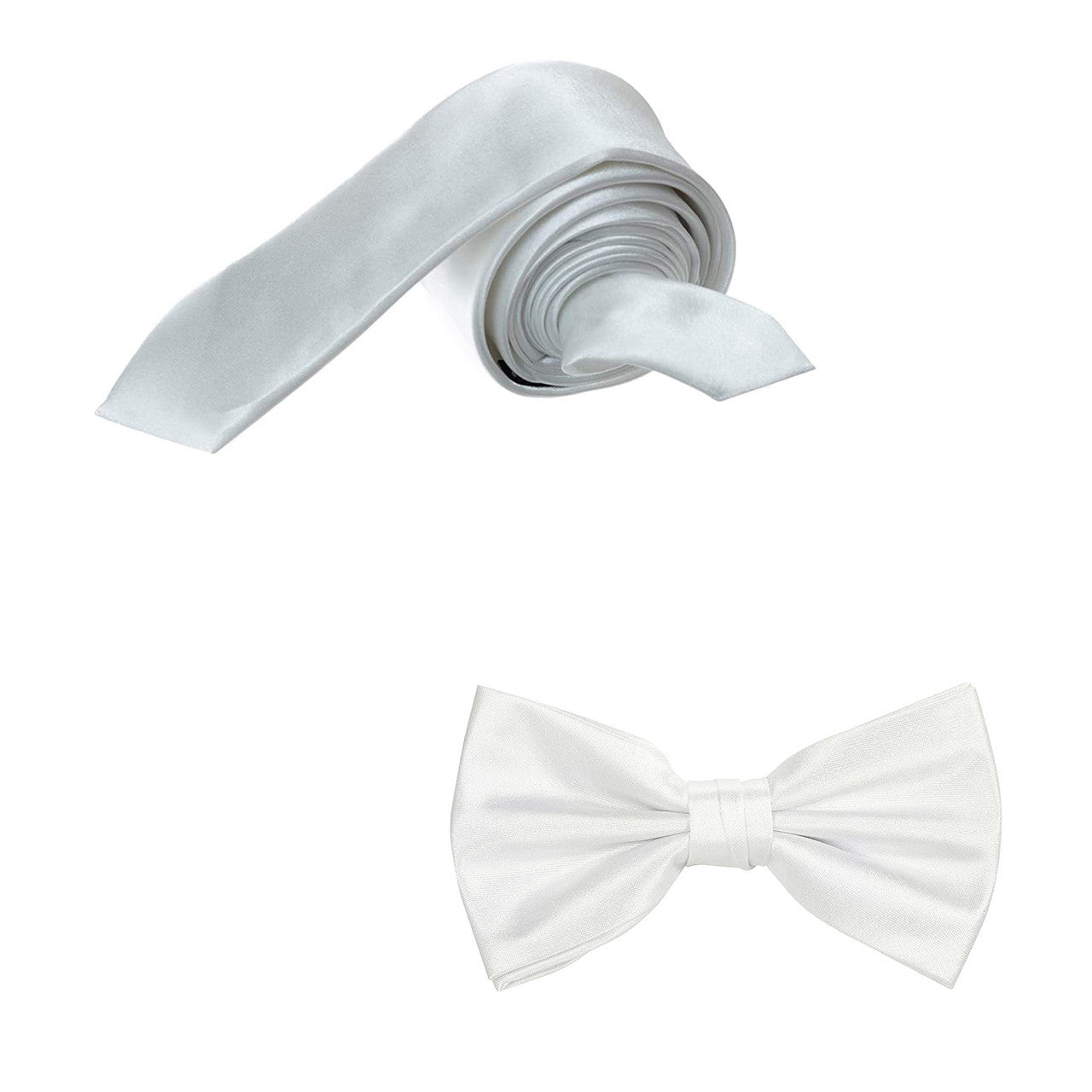 White Handkerchief, Bow Tie, Neck Tie & Brace Set