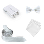 White Handkerchief, Bow Tie, Neck Tie & Brace Set
