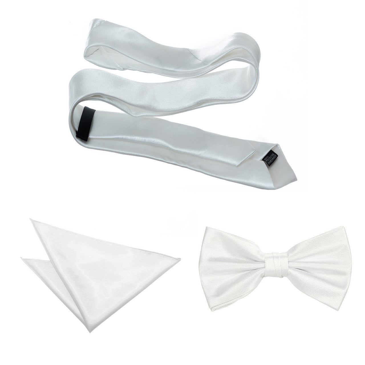 White Handkerchief, Bow Tie, Neck Tie & Brace Set