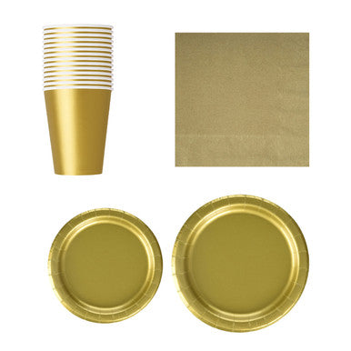 Round Plate Tableware Party Set (Pack of 70) - Gold