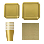Square Plate Tableware Party Set (Pack of 64) - Gold