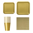 Square Plate Tableware Party Set (Pack of 64) - Gold