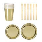 Round Plate Tableware Party Set (Pack of 40) - Gold Foil